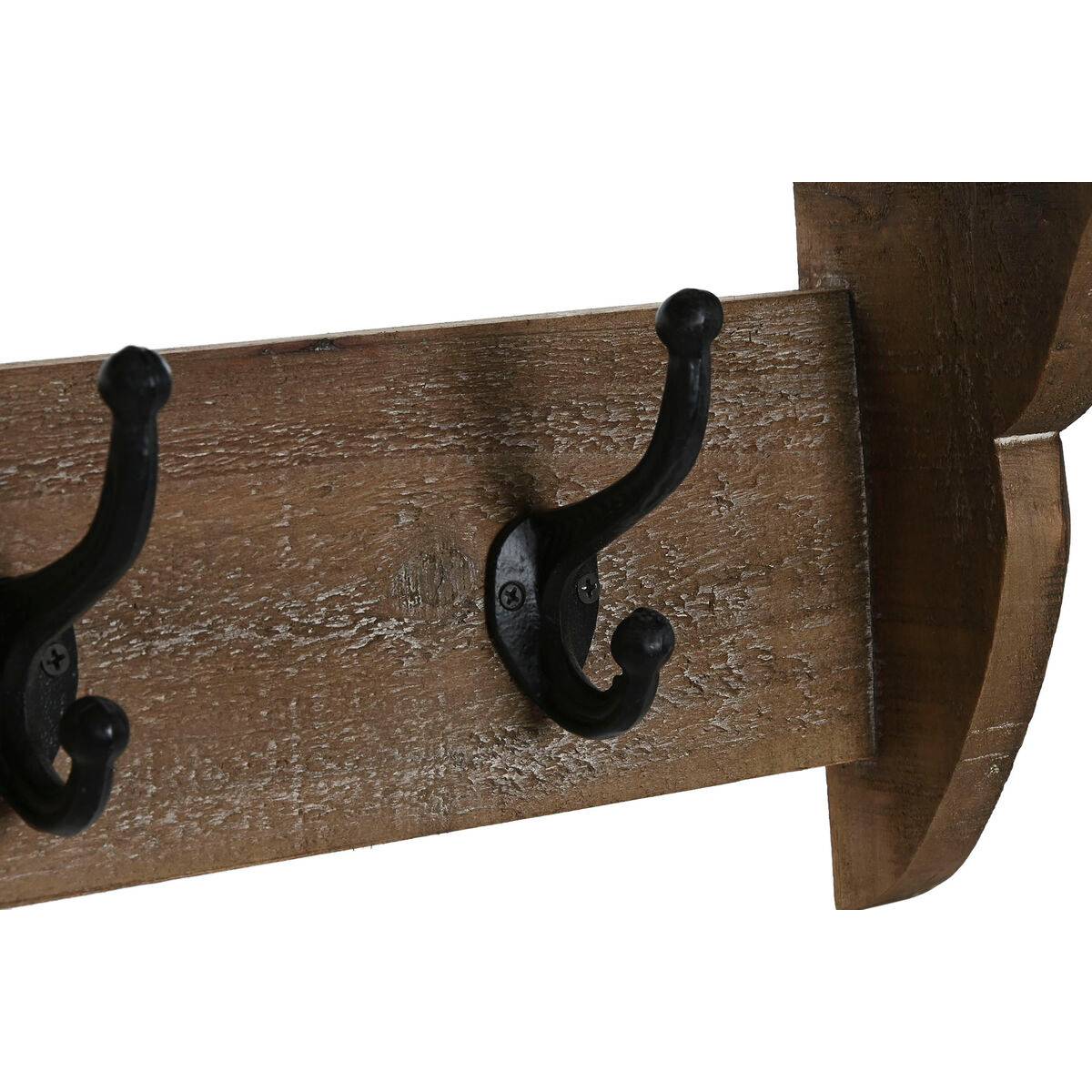 Perchero de Pared Home ESPRIT Marrón Negro Madera Metal 67 x 17 x 27 cm