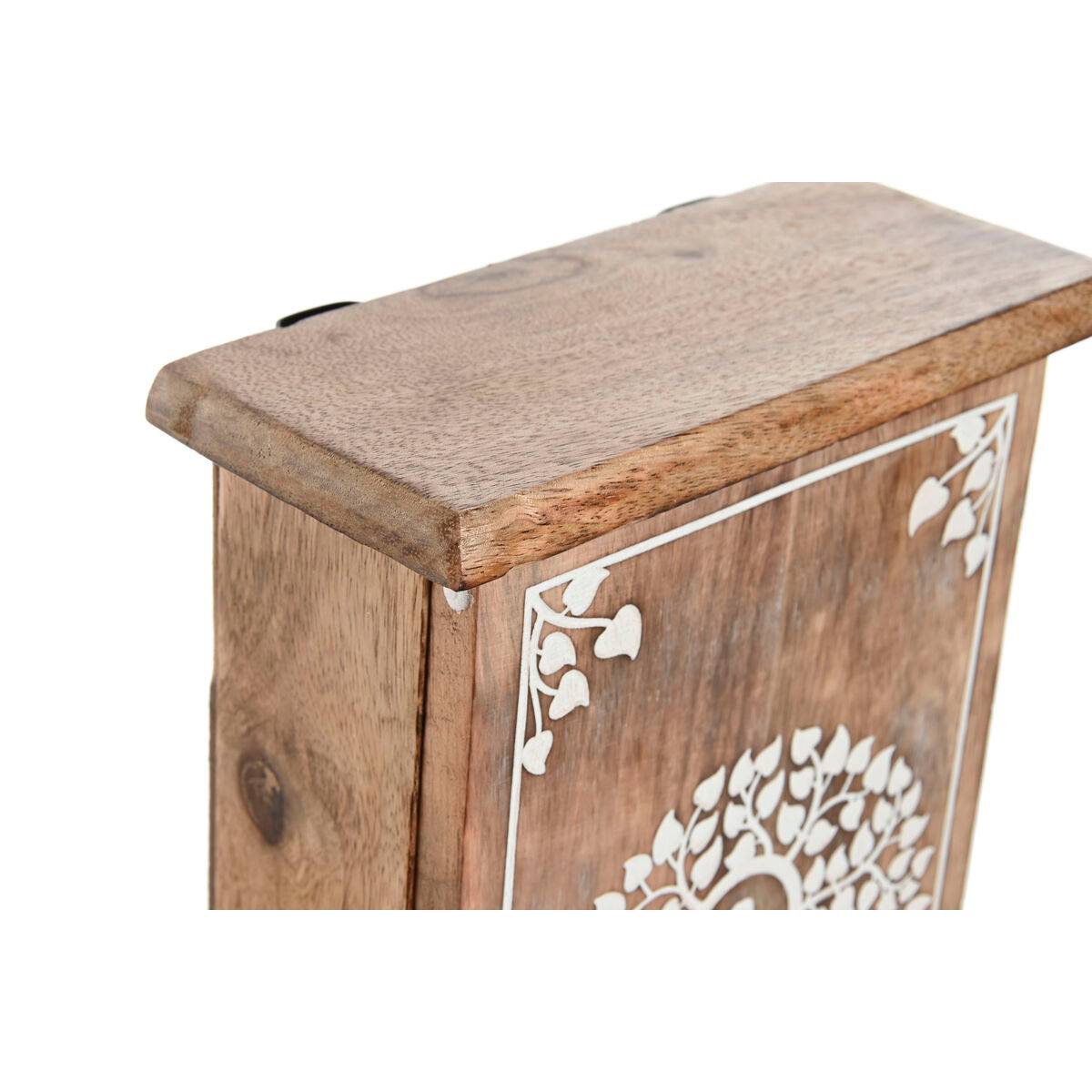 Armario de llaves Home ESPRIT Blanco Natural 18 x 7,5 x 28 cm