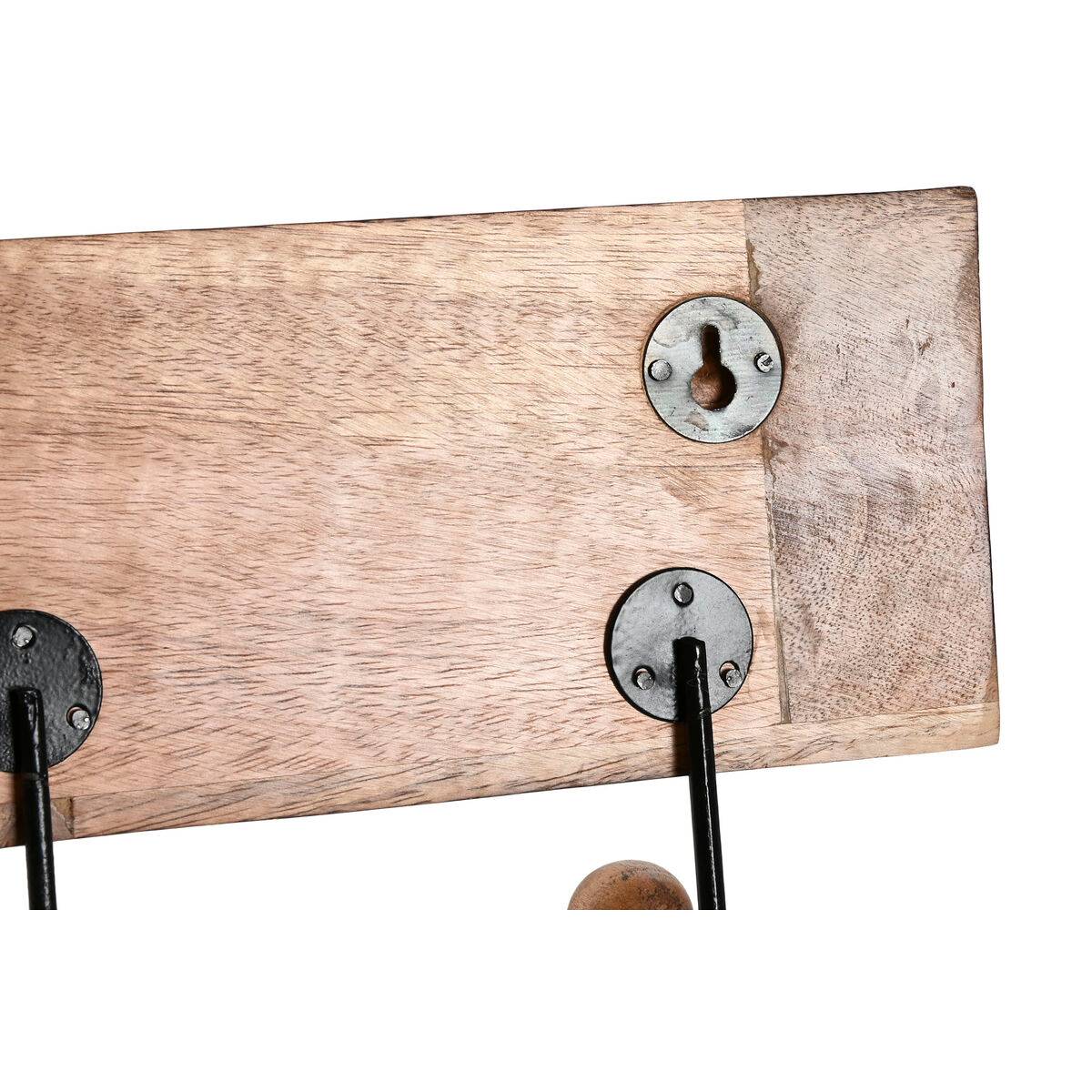Perchero de Pared Home ESPRIT Blanco Negro Natural Metal Madera de mango Buda 38 x 5 x 16 cm