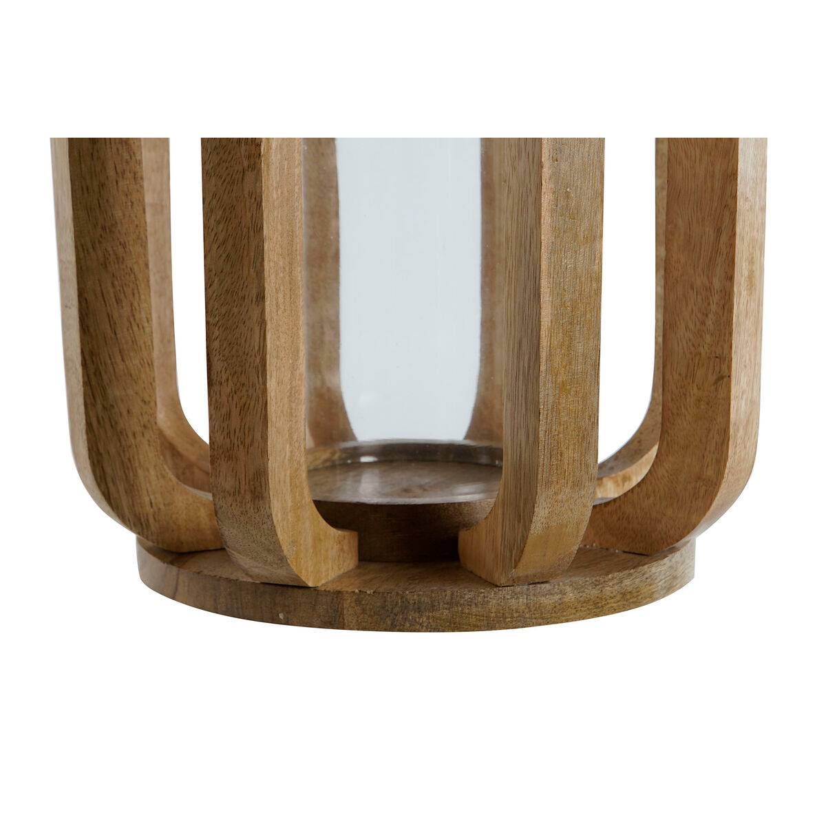 Portavelas Home ESPRIT Natural Cristal Madera de mango 25 x 25 x 35 cm