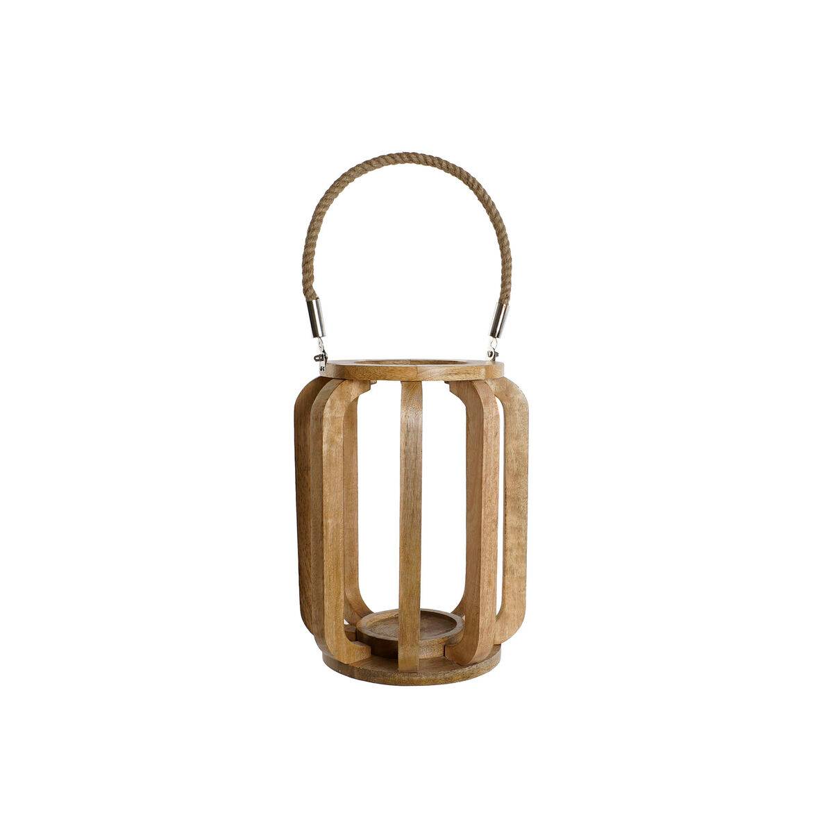 Portavelas Home ESPRIT Natural Cristal Madera de mango 25 x 25 x 35 cm