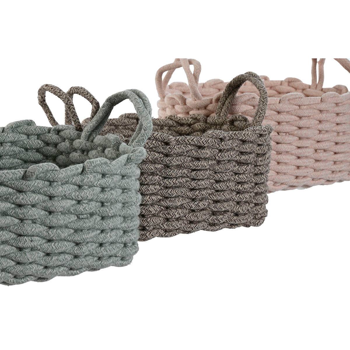 Juego de Cestas Home ESPRIT Cuerda 28 x 28 x 18 cm