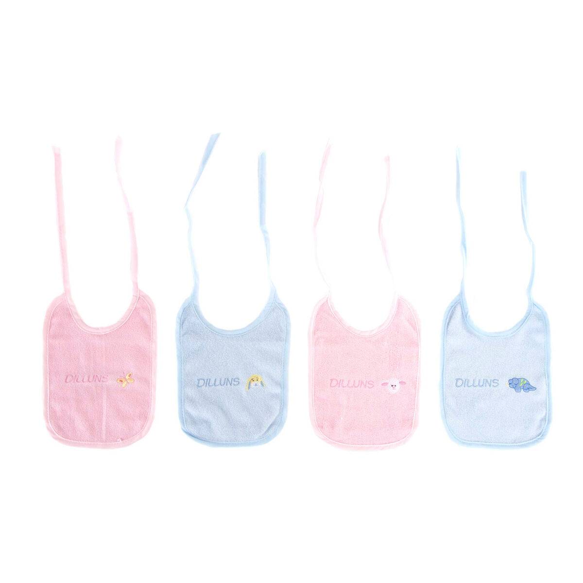 Set de Baberos Home ESPRIT Rosa Azul cielo Algodón 19 x 29 x 3 cm (4 Unidades)