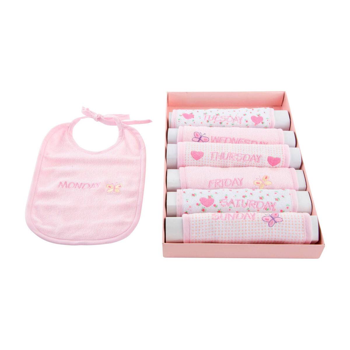 Set de Baberos Home ESPRIT Azul Rosa Algodón 19 x 29 x 3 cm (4 Unidades)