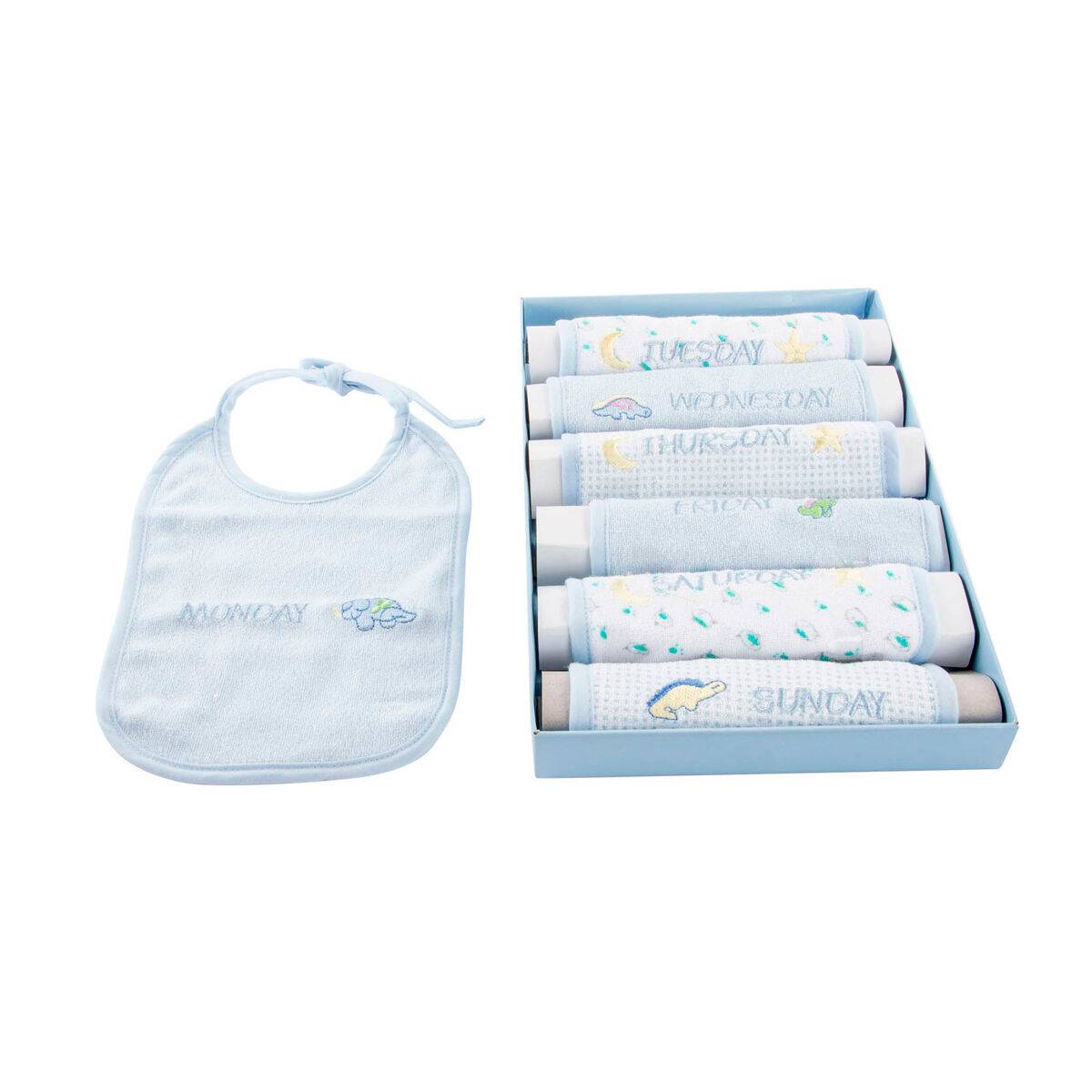 Set de Baberos Home ESPRIT Azul Rosa Algodón 19 x 29 x 3 cm (4 Unidades)