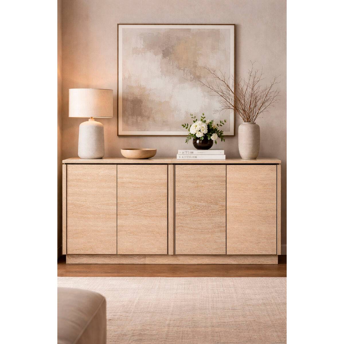 Aparador Home ESPRIT Natural Madera Mármol 180 x 40 x 85 cm