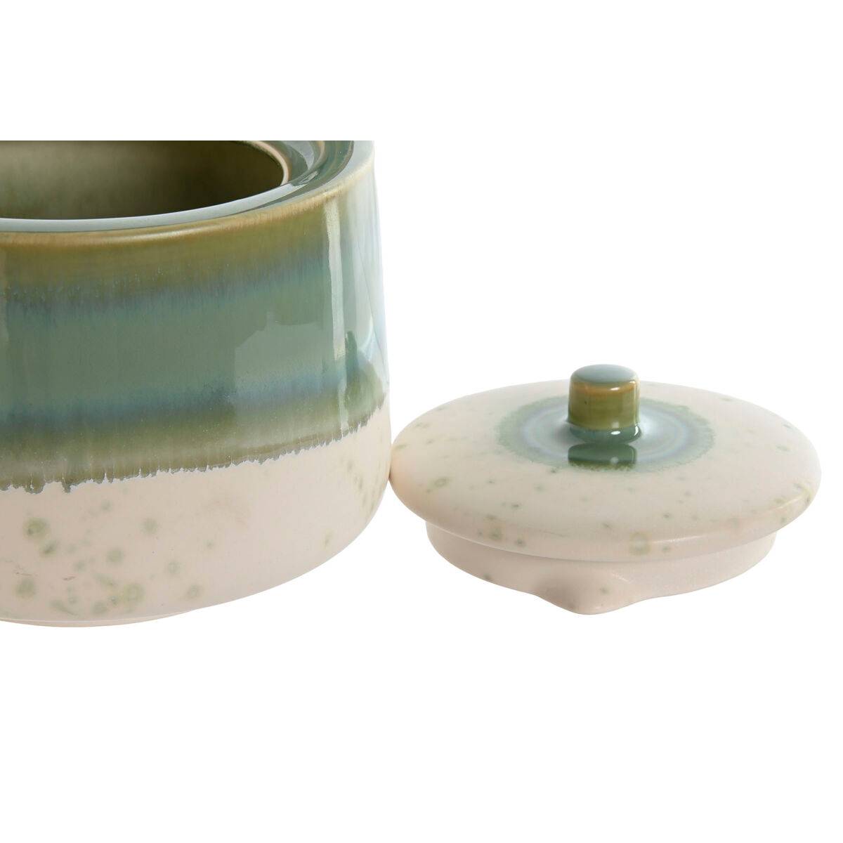 Tetera Home ESPRIT Blanco Verde Bambú Porcelana 1 L