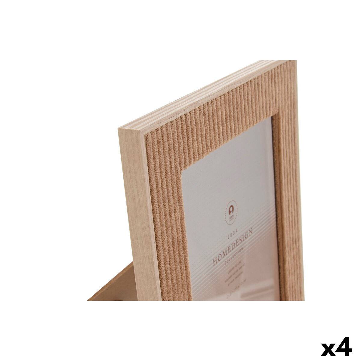 Marco de Fotos Home ESPRIT Marrón Beige Terciopelo Cristal Moderno (4 Unidades)
