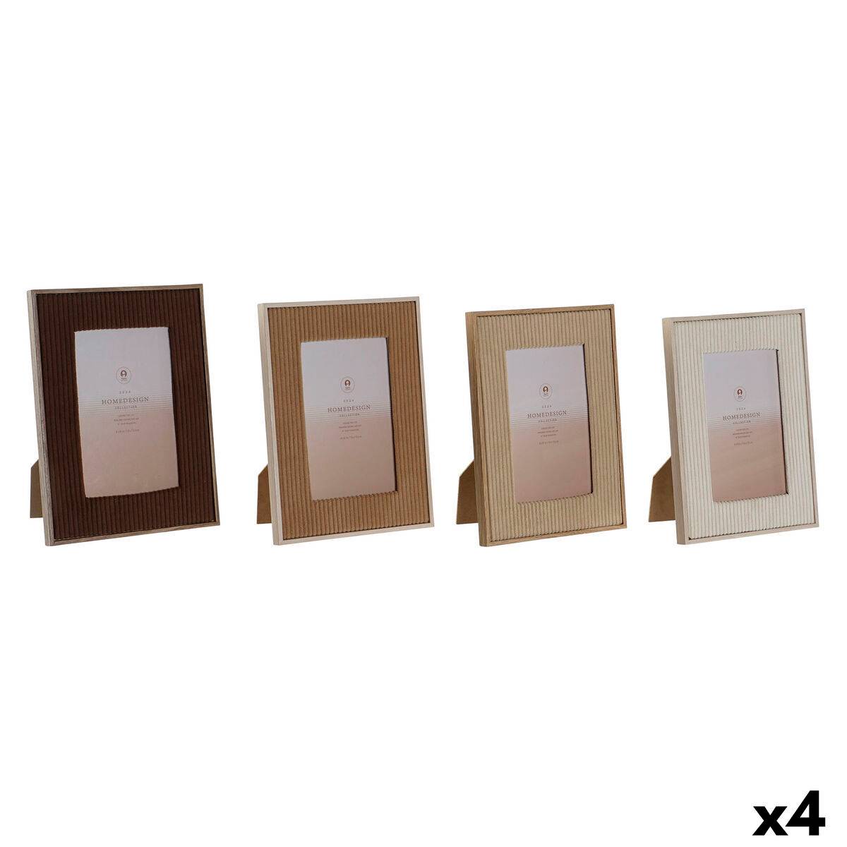 Marco de Fotos Home ESPRIT Marrón Beige Terciopelo Cristal Moderno (4 Unidades)