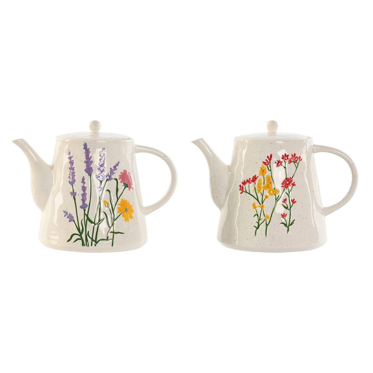 Tetera Home ESPRIT Multicolor Porcelana 900 ml (2 Unidades)