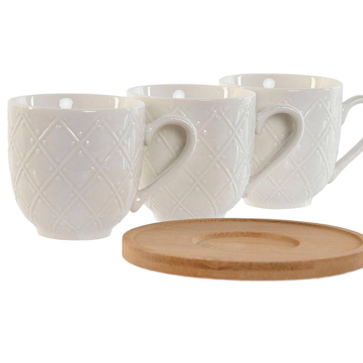 Juego de Tazas de Café Home ESPRIT Blanco Bambú Porcelana 90 ml