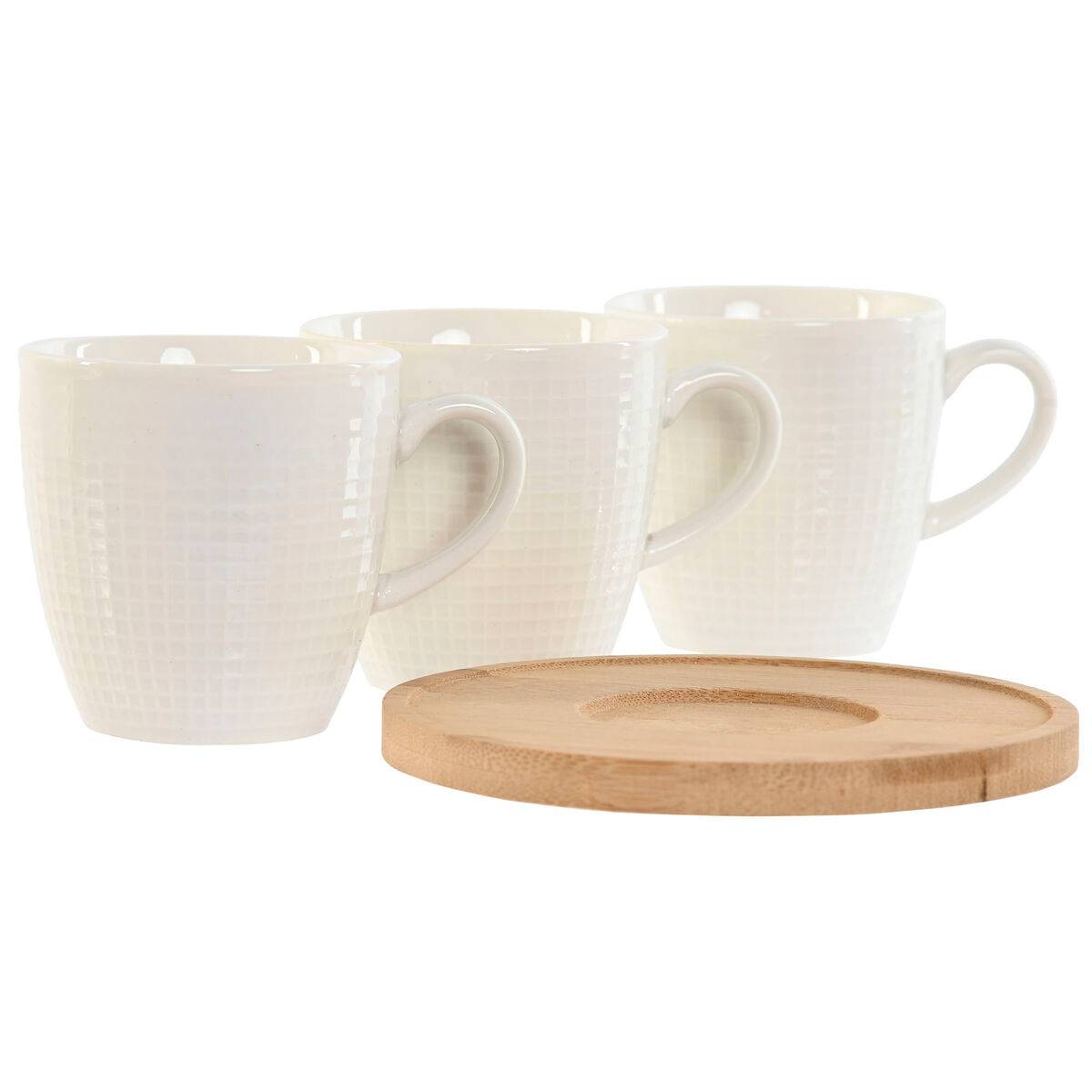 Juego de Tazas de Café Home ESPRIT Blanco Bambú Porcelana 90 ml