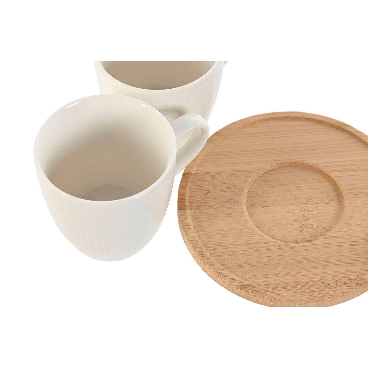 Juego de Tazas de Café Home ESPRIT Blanco Bambú Porcelana 90 ml