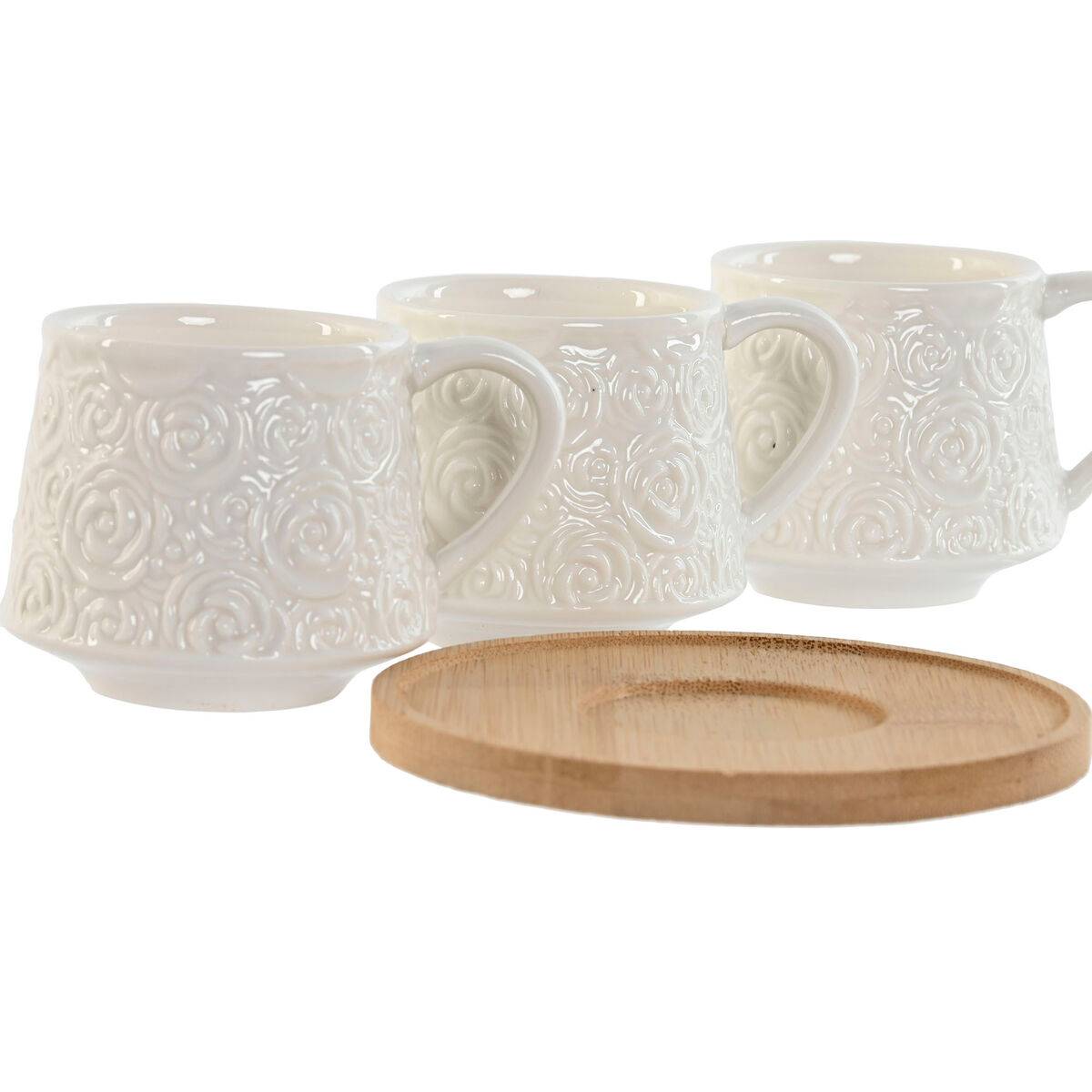 Juego de Tazas de Café Home ESPRIT Blanco Bambú Porcelana 90 ml