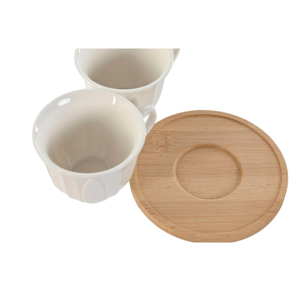 Juego de Tazas de Café Home ESPRIT Blanco Bambú Porcelana 90 ml
