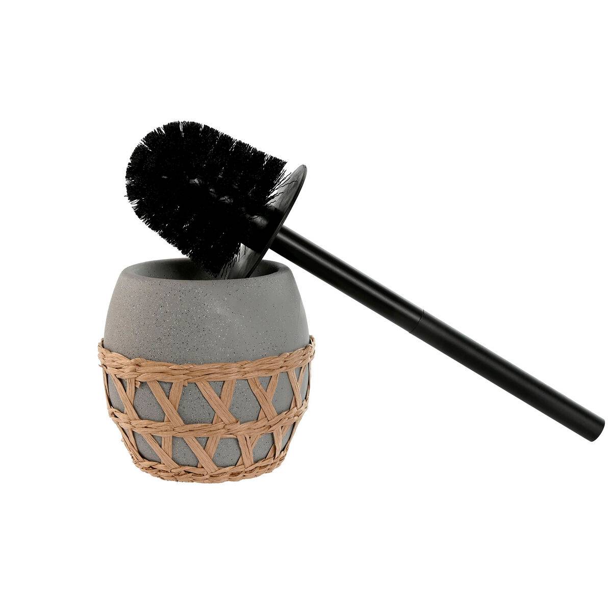 Escobilla para el Baño Home ESPRIT Negro Gris Crema Fibra Dolomita 11 x 11 x 38 cm (2 Unidades)
