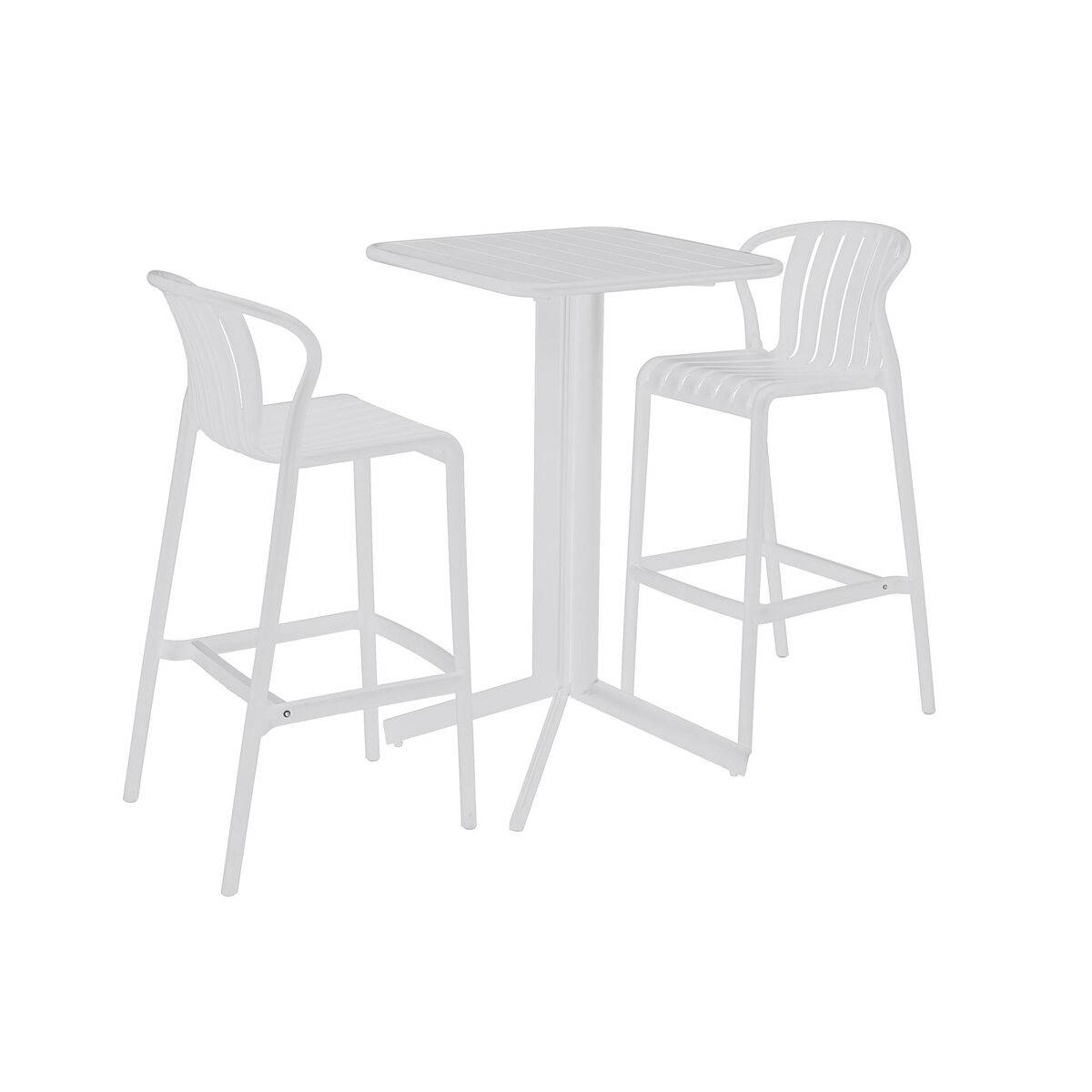 Conjunto de Mesa con 2 Sillas Home ESPRIT Blanco Metal Polipropileno 60 x 60 x 102 cm