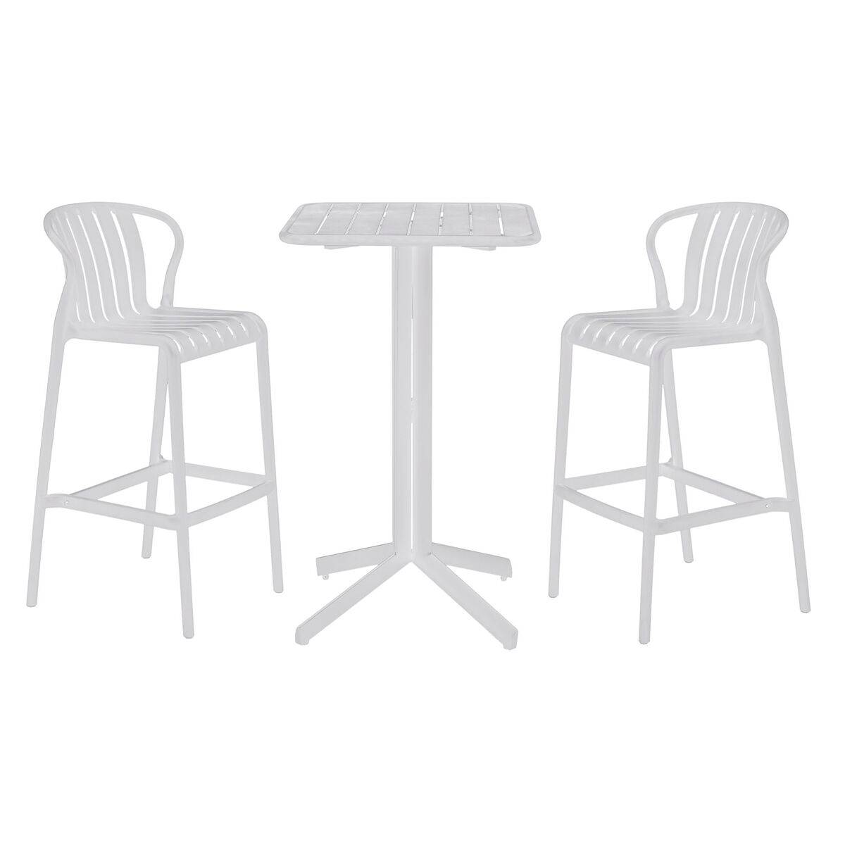Conjunto de Mesa con 2 Sillas Home ESPRIT Blanco Metal Polipropileno 60 x 60 x 102 cm