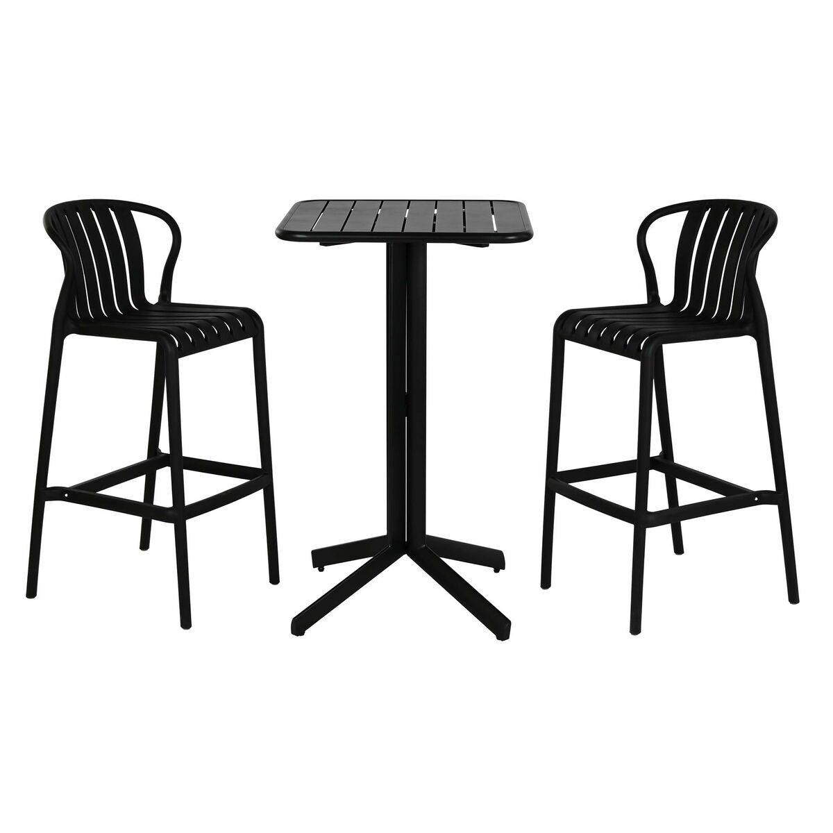 Conjunto de Mesa con 2 Sillas Home ESPRIT Negro Metal Polipropileno 60 x 60 x 102 cm
