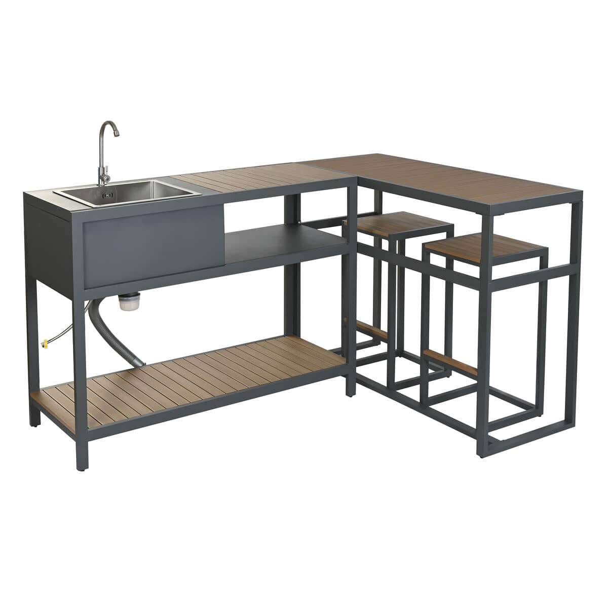 Mueble de cocina Home ESPRIT Gris Natural 127 x 100 x 90 cm 127 x 100 x 95 cm