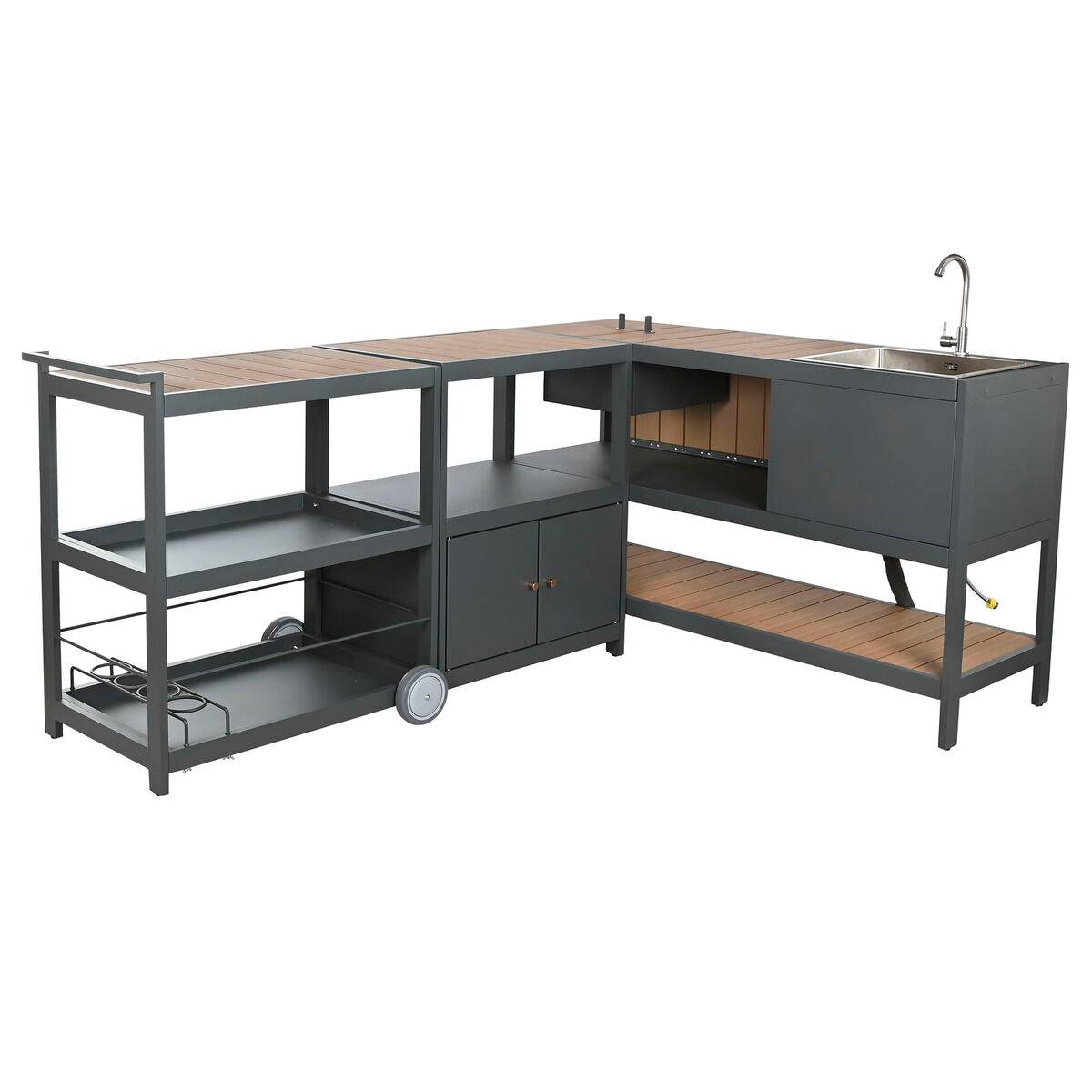 Mueble de cocina Home ESPRIT Gris Natural 236 x 50 x 91 cm