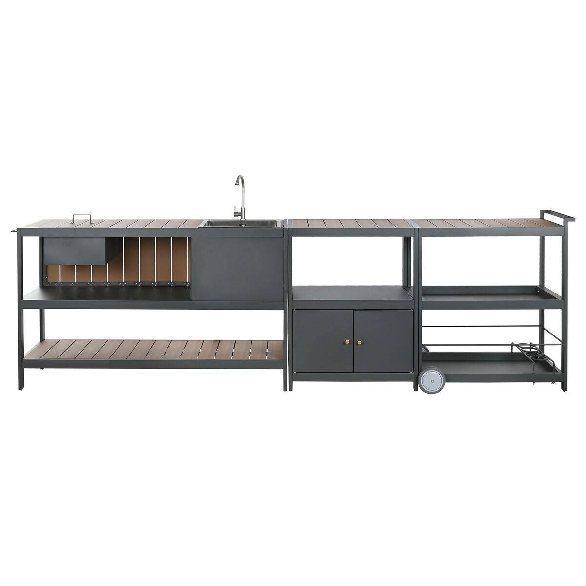 Mueble de cocina Home ESPRIT Gris Natural 236 x 50 x 91 cm
