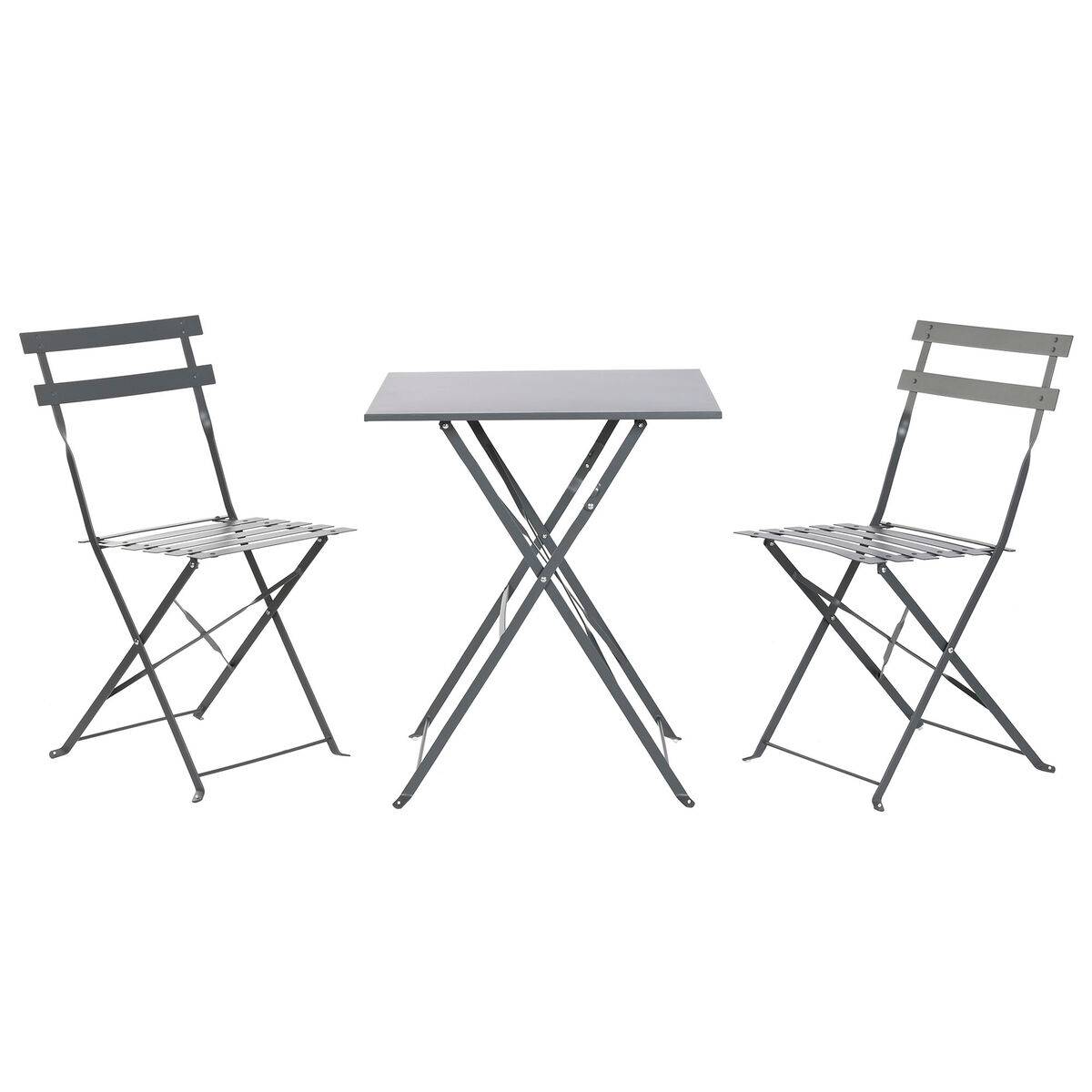 Conjunto de Mesa con 2 Sillas Home ESPRIT Gris 60 x 60 x 71 cm