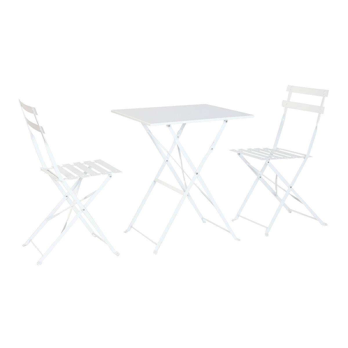 Conjunto de Mesa con 2 Sillas Home ESPRIT Blanco 60 x 60 x 71 cm