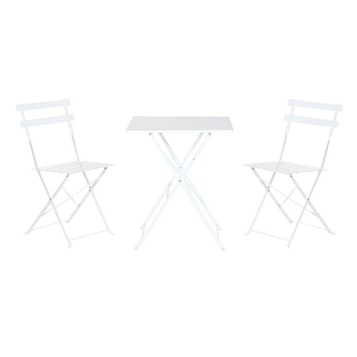 Conjunto de Mesa con 2 Sillas Home ESPRIT Blanco 60 x 60 x 71 cm