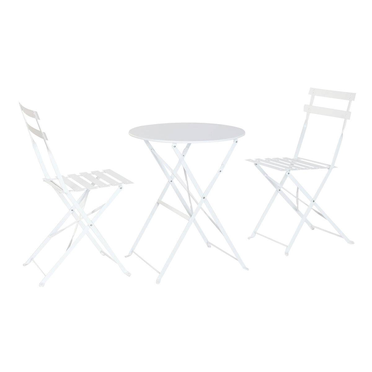 Conjunto de Mesa con 2 Sillas Home ESPRIT Blanco 60 x 60 x 71 cm