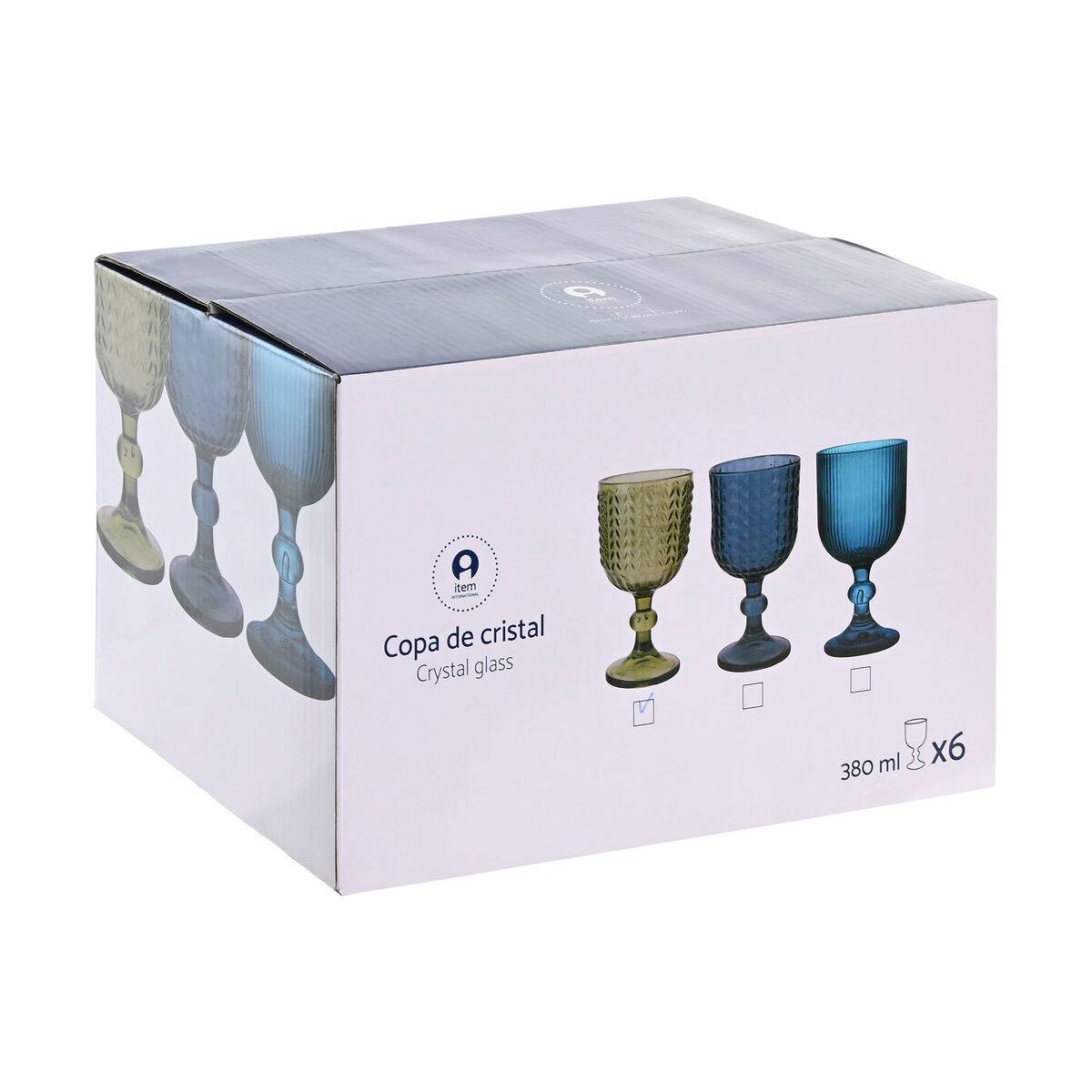 Set de Copas Home ESPRIT Verde Cristal 380 ml (6 Unidades)