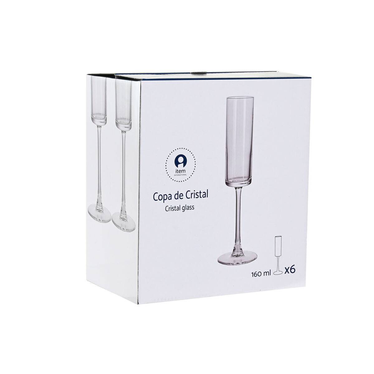 Copa de champán Home ESPRIT Transparente Cristal 160 ml (6 Unidades)