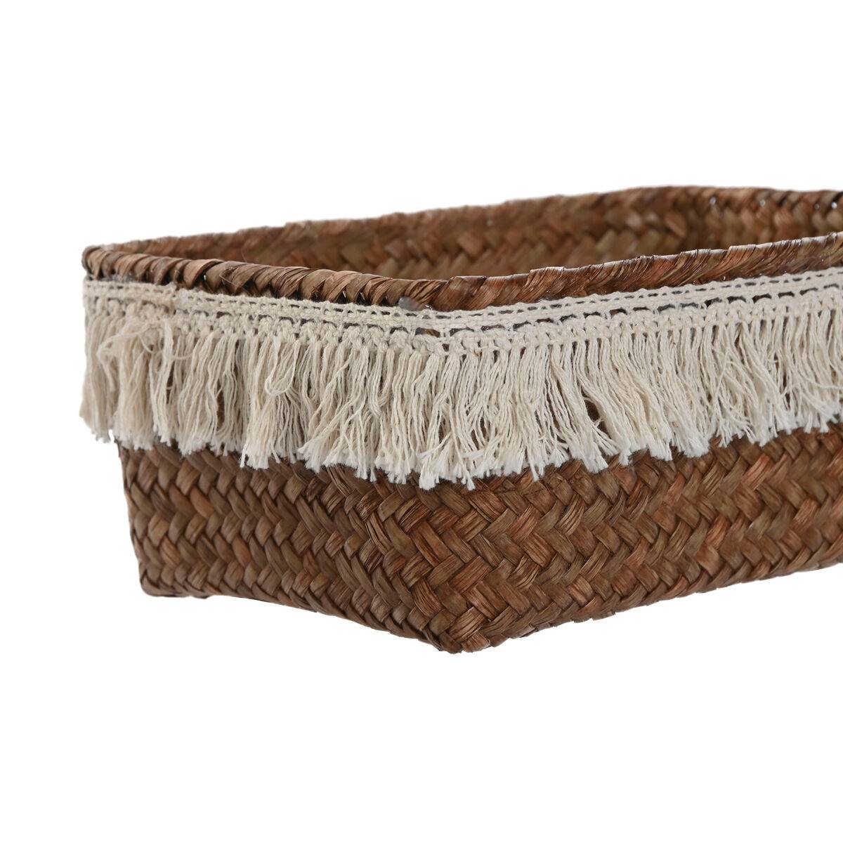 Juego de Cestas Home ESPRIT Fibra natural Boho Desgastado 23 x 17 x 10 cm