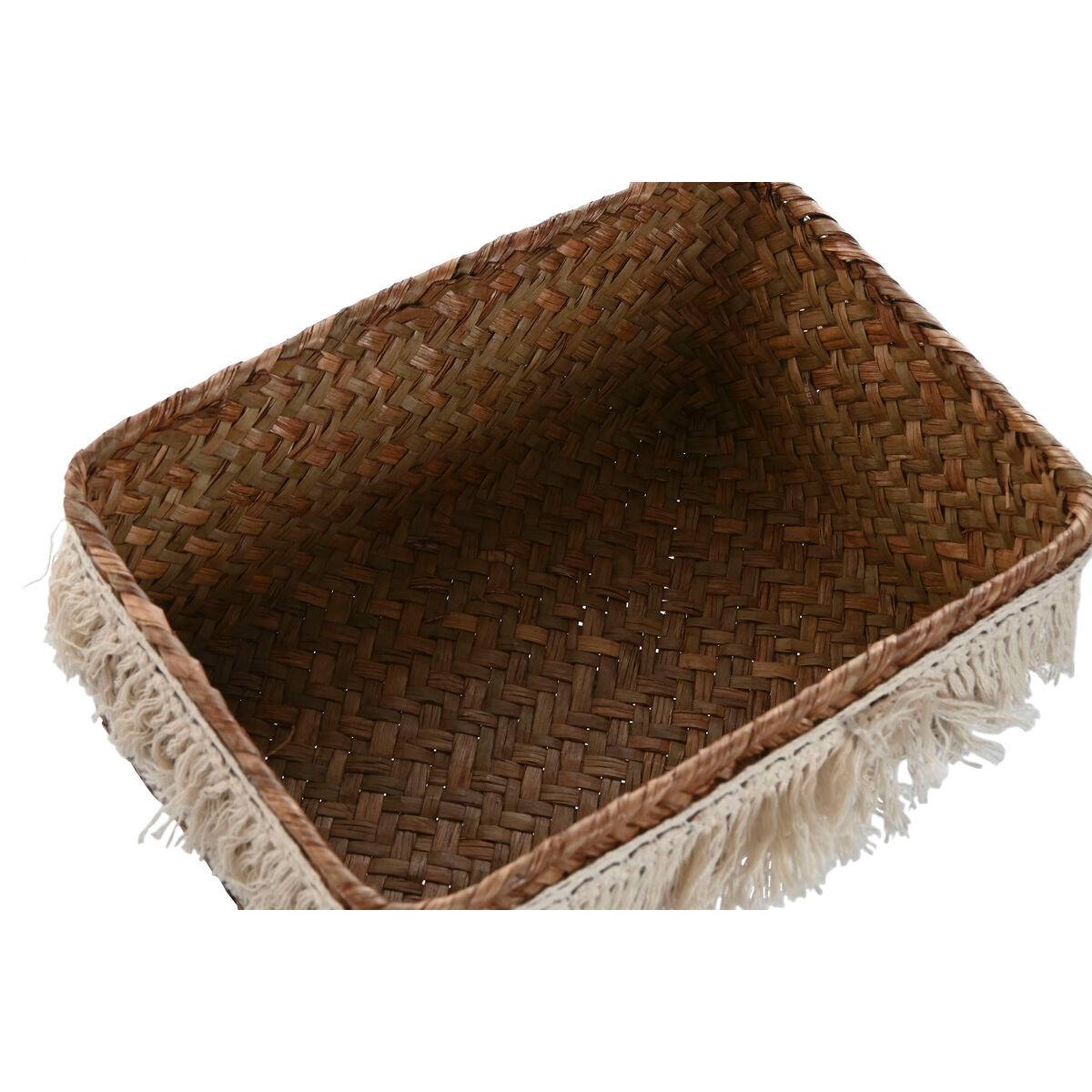 Juego de Cestas Home ESPRIT Fibra natural Boho Desgastado 23 x 17 x 10 cm