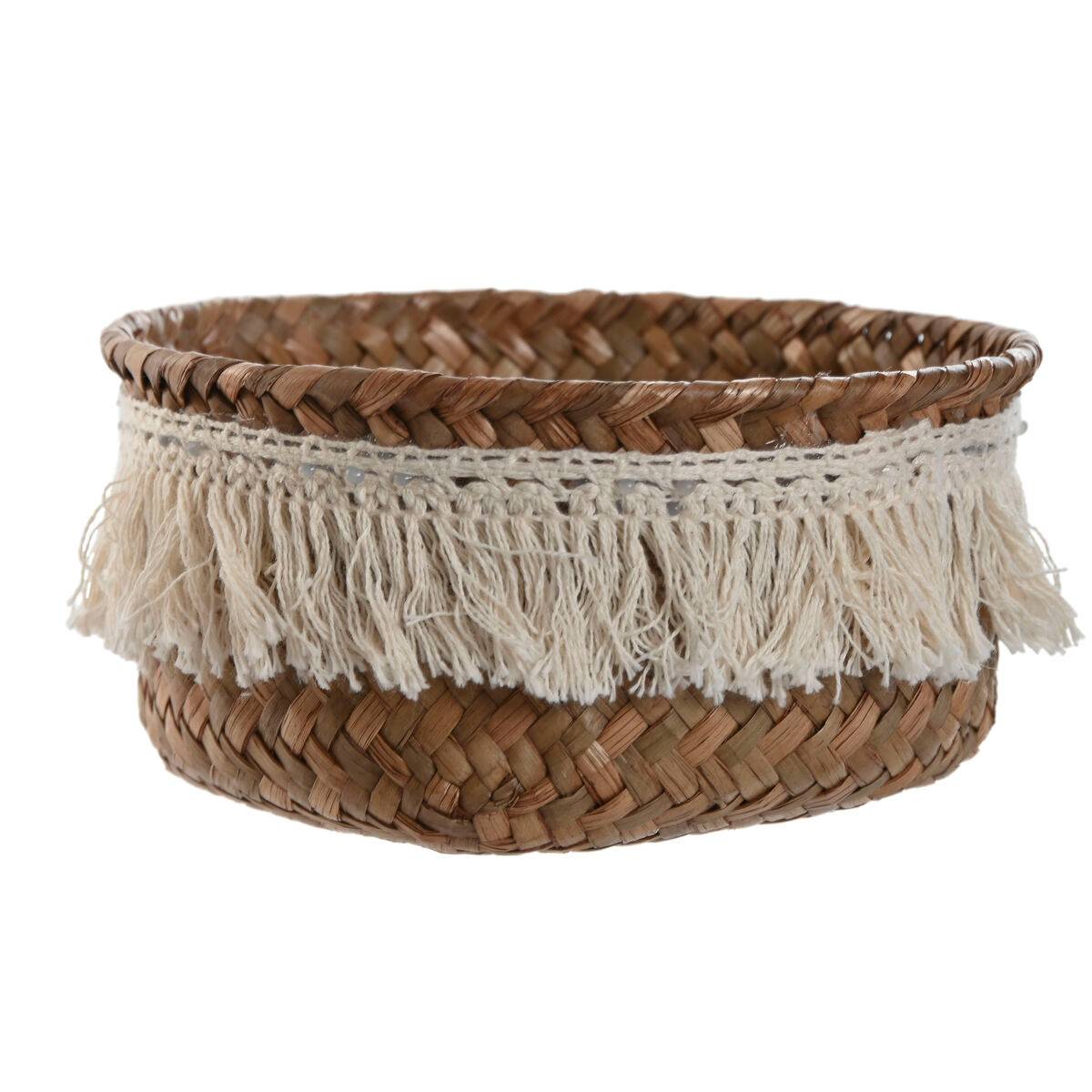 Juego de Cestas Home ESPRIT Fibra natural Boho Desgastado 16 x 16 x 6 cm