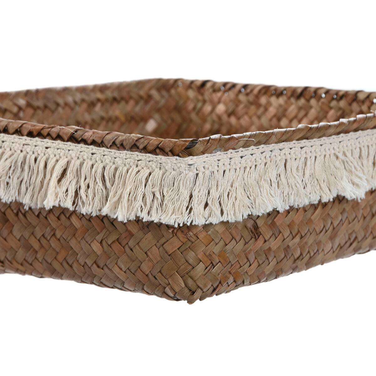 Juego de Cestas Home ESPRIT Fibra natural Boho Desgastado 26 x 26 x 10 cm