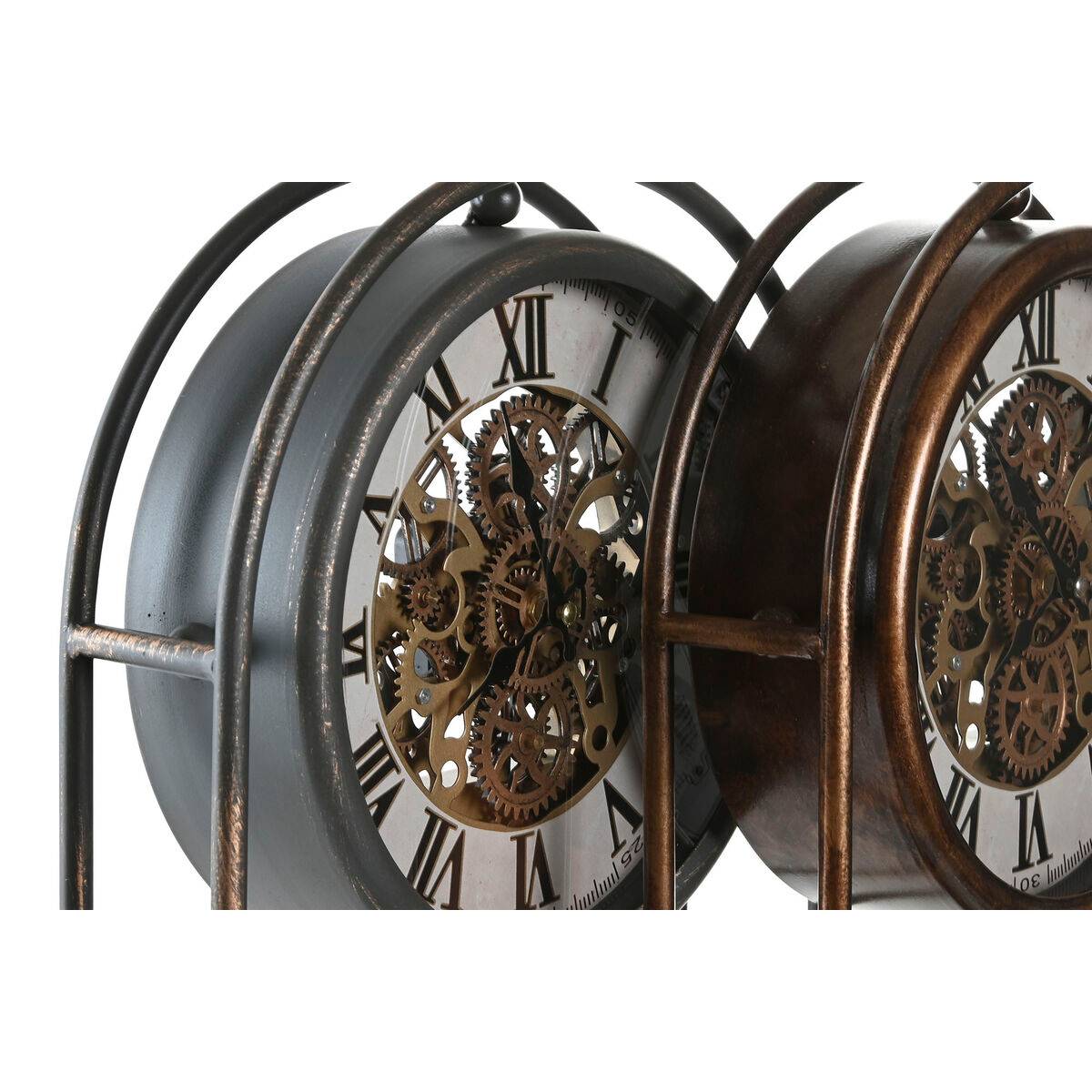 Reloj de Mesa Home ESPRIT Negro Dorado Vintage (2 Unidades)