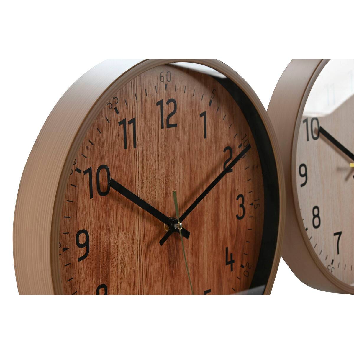 Reloj de Pared Home ESPRIT Marrón Natural PVC Madera 30 x 4 x 30 cm (2 Unidades)