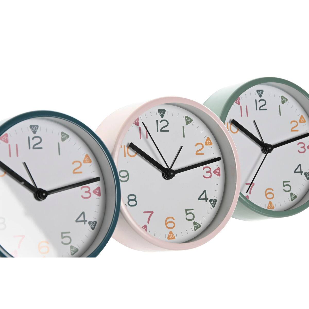 Reloj de Mesa Home ESPRIT Azul Rosa Turquesa (3 Unidades)