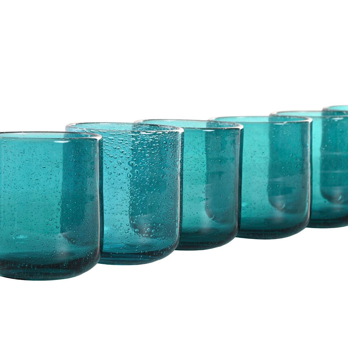 Set de Vasos Home ESPRIT Turquesa Cristal 320 ml (6 Unidades)