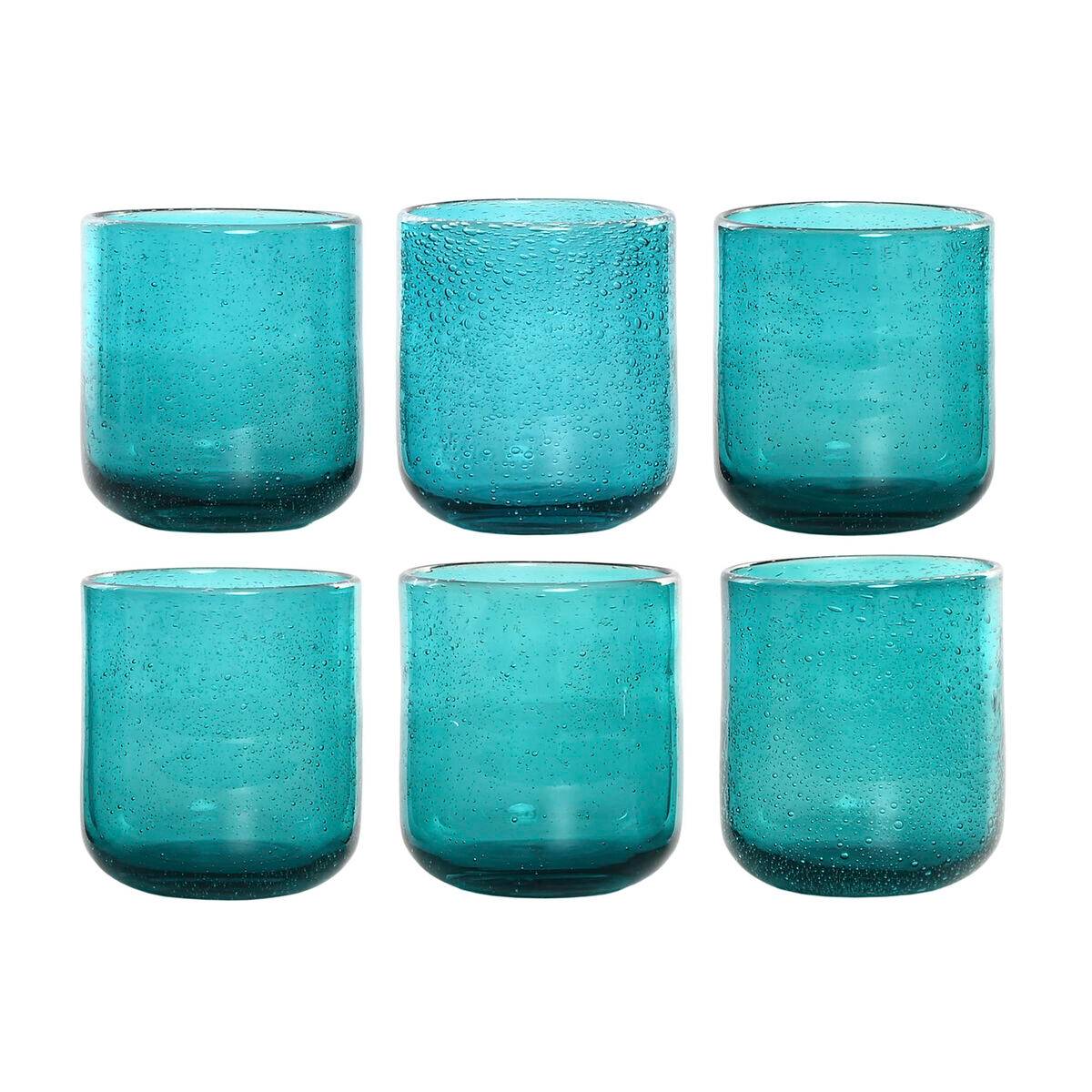 Set de Vasos Home ESPRIT Turquesa Cristal 320 ml (6 Unidades)