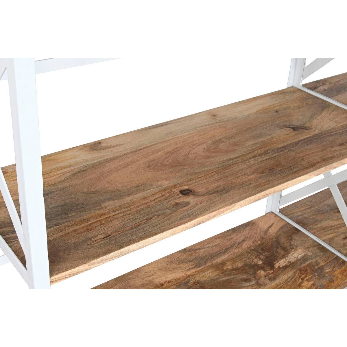Estantería Home ESPRIT Blanco Natural Metal Madera de mango 180 x 35 x 220 cm