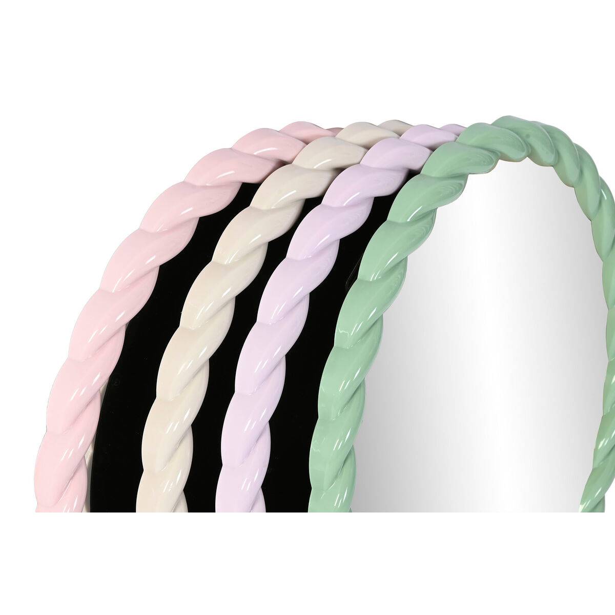 Espejo de pared Home ESPRIT Blanco Verde Rosa Lila 44 x 3 x 44 cm (4 Unidades)