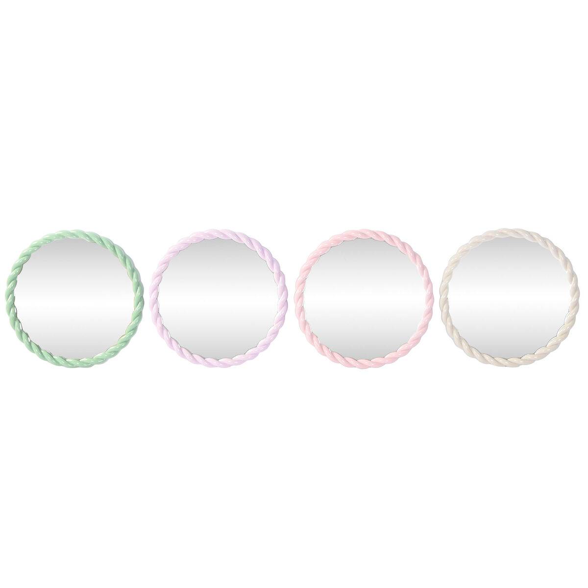Espejo de pared Home ESPRIT Blanco Verde Rosa Lila 44 x 3 x 44 cm (4 Unidades)