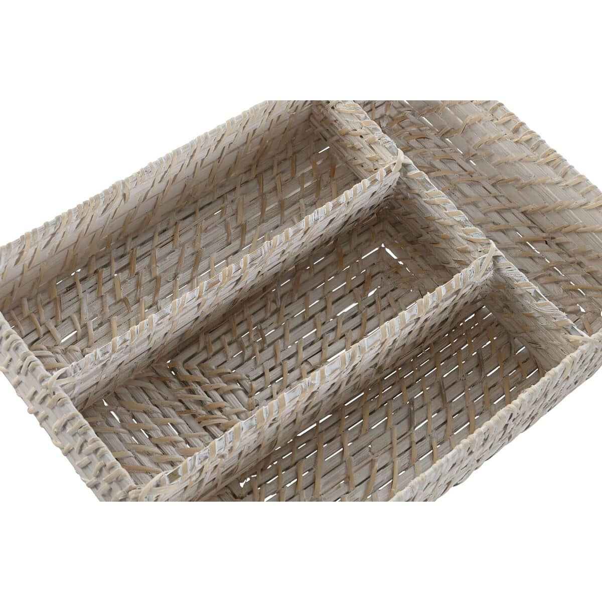 Organizador para Cubiertos Home ESPRIT Blanco Natural Bambú 34 x 24 x 6 cm