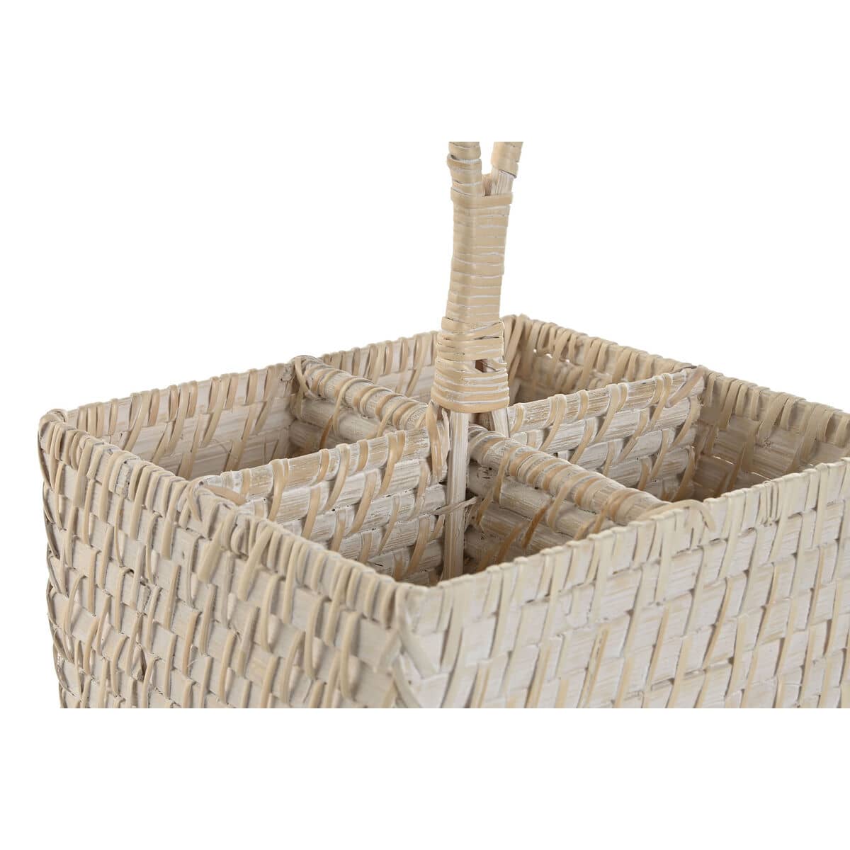 Cesto para cubiertos Home ESPRIT Blanco Natural Bambú 19 x 19 x 27 cm