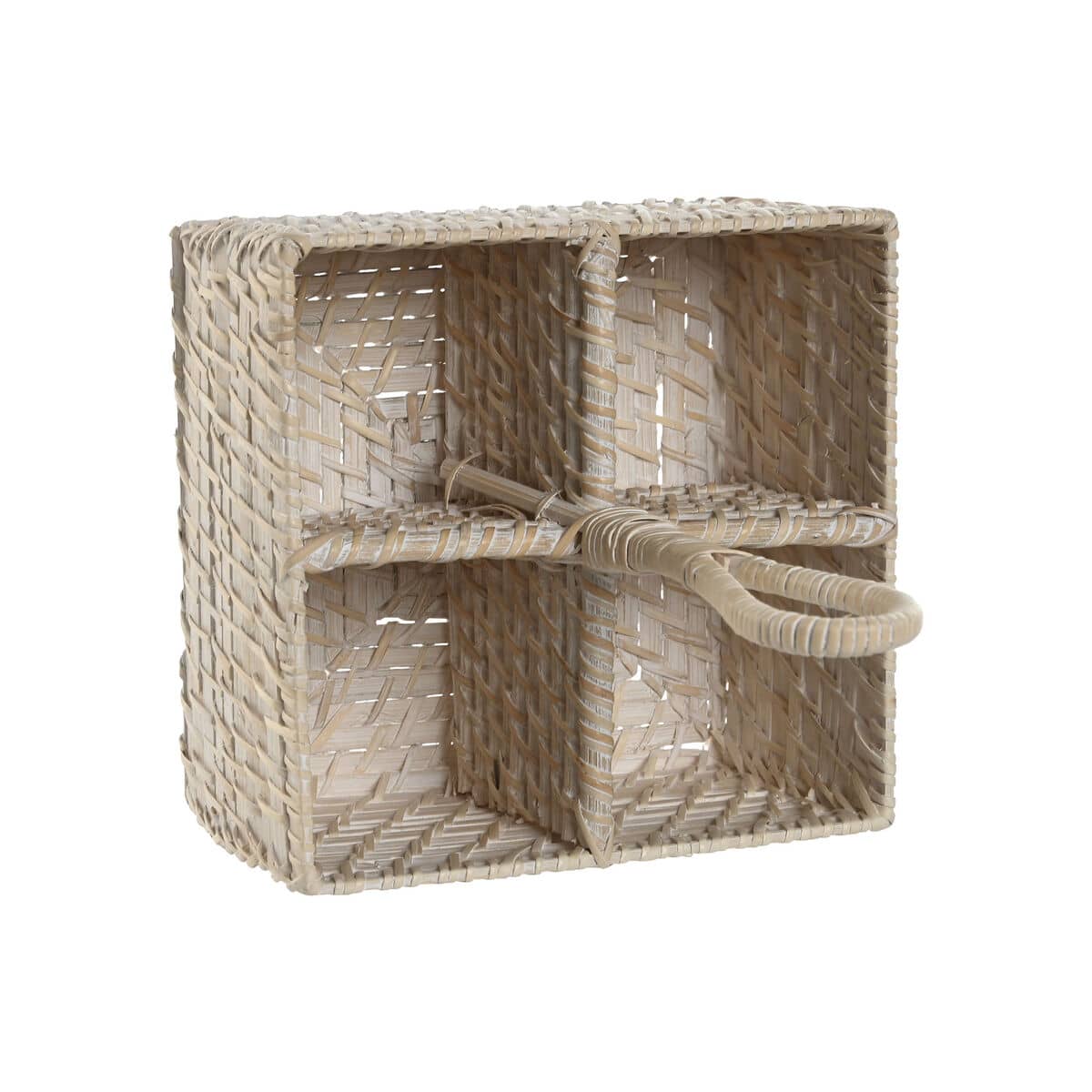 Cesto para cubiertos Home ESPRIT Blanco Natural Bambú 19 x 19 x 27 cm