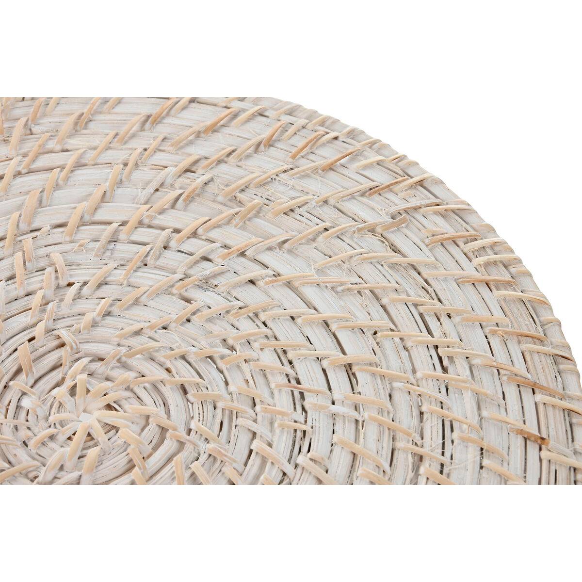Salvamantel Home ESPRIT Blanco Natural Bambú Ratán 34 x 34 x 1,5 cm