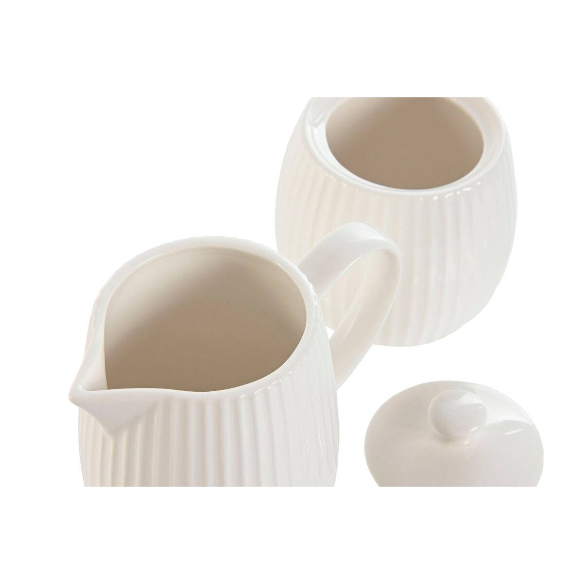 Lechera y azucarero Home ESPRIT Blanco Porcelana 250 ml 12 x 7,6 x 9 cm 2 Piezas