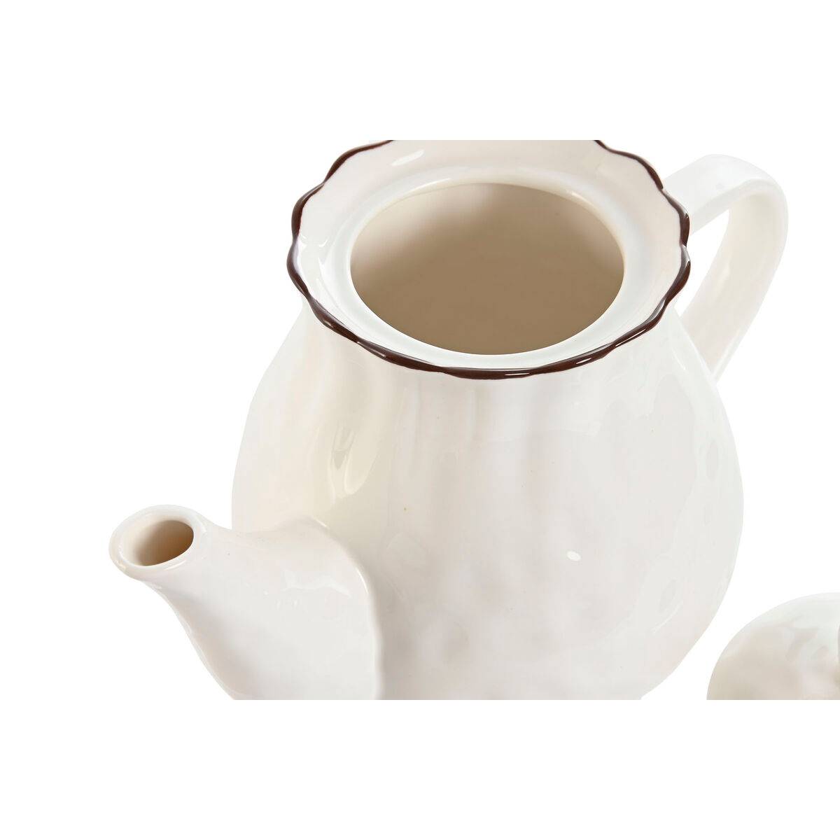 Tetera Home ESPRIT Blanco Marrón Porcelana 1 L